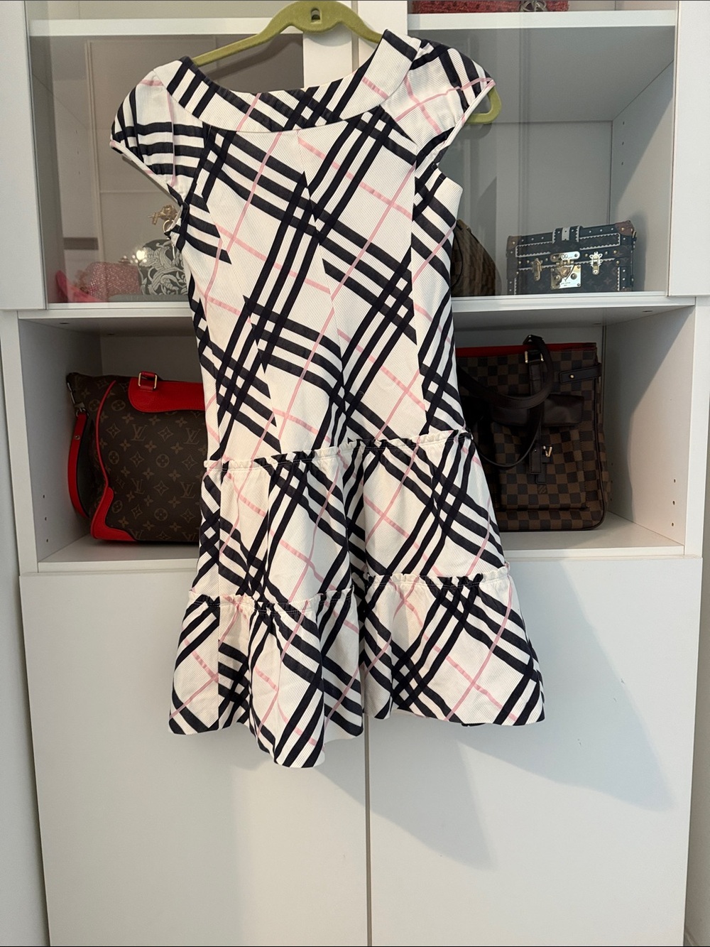 Burberry White Dress with Black & Pink Plaid - Picture 5 of 8